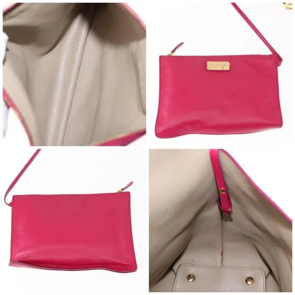 Salvatore Ferragamo Gancini Hand Bag Leather Pink Gold